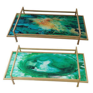 Ensemble de trois plateaux de service en nacre avec style unique de haute qualité fabriqués à la main plat de service fête de mariage - Product Image 6