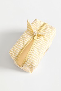 Borsa per il Trucco con Striscia Gialla e Logo Personalizzato, Pochette Cosmetica Trapuntata, Beauty <span class=keywords><strong>Case</strong></span> OEM, Etichetta Privata ODM - Product Image 3