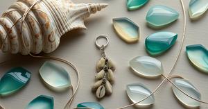 Seashell Keychain with Cowrie Shells Beach Inspired Accessory - Product Image 5