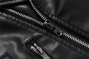 Abrigo de motorista clásico para mujer, nueva chaqueta holgada de piel sintética, chaqueta básica transpirable de lona para primavera y otoño de talla grande OEM - Product Image 5