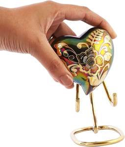 Golden Heart Keepsake <b>Urn</b> <b>for</b> <b>Human</b> & Pet <b>Ashes</b> <b>Small</b> <b>Urn</b> <b>for</b> <b>Ashes</b> with Stand Mini Heart Shape <b>Urn</b> - Product Image 1