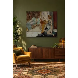 Fida Godward, femme allongée sur une peau de tigre et fille coquette, impression sur toile - Product Image 4