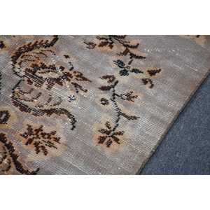 3.7x5.9 ft Rug, Turkish Vintage Accent Rug, <b>Brown</b> <b>Wool</b> Rug - Product Image 5