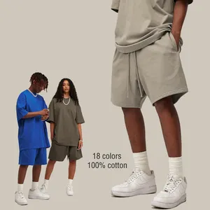 OEM Men's Fashion Terry Drawstring Heavyweight 100% Cotton Custom Logo Blank Summer Jogger Cotton Loose Athletic Men's Shorts