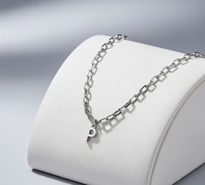 Unisexe 925 Argent Rhodium & Or Plaqué Lien Chaîne Collier Alphabet Lettre Charme Tendance Mode Pendentif Hommes Usage Quotidien Cadeau - Product Image 1