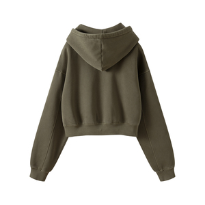 Vêtements de sport personnalisés à fermeture éclair surdimensionnée à la mode, sweat-shirt à capuche court à impression vierge pour femmes, sweats à capuche courts pour femmes, vente en gros - Product Image 6