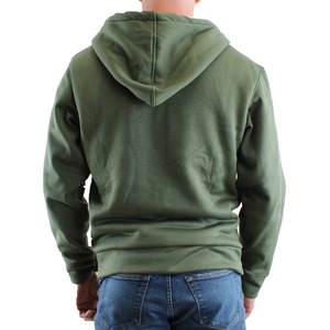 Veste de sport zippée pour homme à capuche 100% coton décontractée respirante écologique en polaire unie teinte en fil continu avec logo brodé et poches pour l'automne - Product Image 2