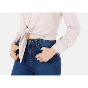 Top Casual da Donna Love Fire Juniors con Bottoni e Orlo Annodabile, in Popeline e Tessuto Lavorato a Maglia, Colore Sepia Rose, Taglia Large, Vestibilità Ampia - Product Image 3