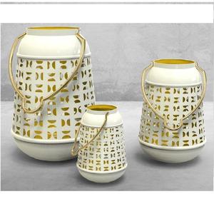Designer Powder Coated Stainless Steel Candle Holder Luxury Gold Fish Cut Tabletop <b>Lantern</b> for Home Hotel & Events Decor. - Product Image 2