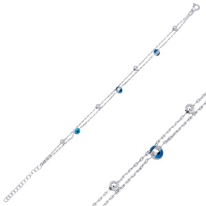 Bracelet œil turc tendance, chaîne délicate, fait main, vente en gros, bijoux élégants en argent sterling 925 - Product Image 1