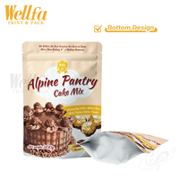Sachet d'emballage alimentaire en poudre pour gâteaux, imprimé sur mesure, écologique, recyclable, avec fermeture éclair supérieure, Doypack debout