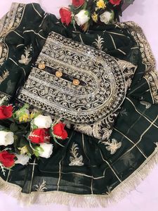 ชุดผู้หญิงสีดำพร้อมผ้าพันคอสีเขียวชุดสุภาพสตรีปากีสถานและอินเดียขายดีในฤดูใบไม้ร่วง - Product Image 4