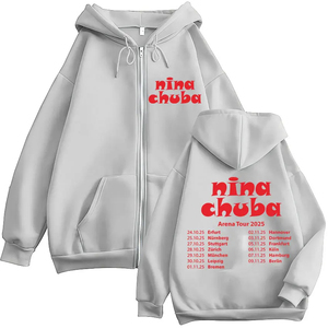 Nina Chuba Arena Tour 2025 Sudadera con cremallera Hombres Mujeres Hip Hop Chaqueta de gran tamaño Sudadera Moda Alta calidad Fleece Zipper Hoody - Product Image 6