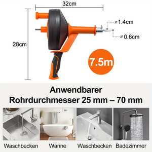 Desatascador de Drenajes Eléctrico y Manual de Alta Resistencia, Incluye Adaptador para Taladro y Guantes para una Limpieza y Desobstrucción Eficiente de Tuberías - Product Image 4