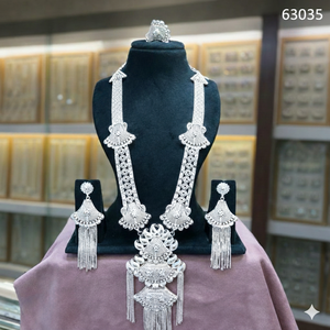 Premium <b>Silver</b> Plated Designer Beaded <b>Necklace</b> <b>Set</b> with Bangles <b>Earrings</b> Model 63001 Premium Fashion Jewelry Wholesale - Product Image 2