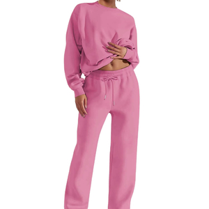 Fabricante Oversize Fleece Mujeres Chándal Conjunto de punto Conjunto de 2 piezas de alta calidad con pantalones de chándal Sudaderas con capucha en blanco - Product Image 1