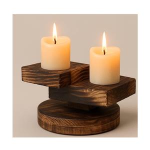 Modern Minimal Wooden T Light Holder Designed to <b>Highlight</b> Wood Beauty and Provide Soft Ambient Lighting for Home Interiors - Product Image 1