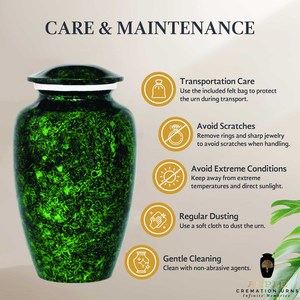 โกศสีเขียวสำหรับบรรจุอัฐิคน ขนาด 10 นิ้ว สไตล์ยุโรปและอเมริกา เป็นมิตรกับสิ่งแวดล้อม ความจุ 220 คิวบิกอินช์ ทนทาน - Product Image 5