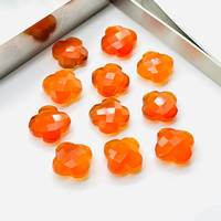 Pierre précieuse en cornaline de forme florale facettée, 12 mm, pierres précieuses florales fantaisie sculptées à la main, perles de cornaline en vrac pour la fabrication de bijoux