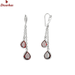 Design populaire boucles d'oreilles classiques bijoux 925 argent sterling grenat pierres précieuses lunette goutte dangler boucle d'oreille pour dames et fille - Product Image 5