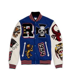 Veste de baseball universitaire américaine de haute qualité pour hommes, col montant, manches en cuir, style bombardier universitaire, lettre J pour homme - Product Image 3