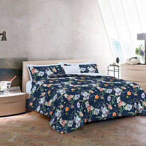 Juegos de cama Tela de algodón puro Satén Azul Impresión digital Hecho en Italia Sábana bajera 2 Fundas De Almohada Personalizables - Product Image 2