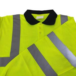 Polo de trabajo de alta visibilidad de manga larga de dos tonos, ropa de seguridad de poliéster transpirable, bolsillos de Material reflectante de alta visibilidad - Product Image 5