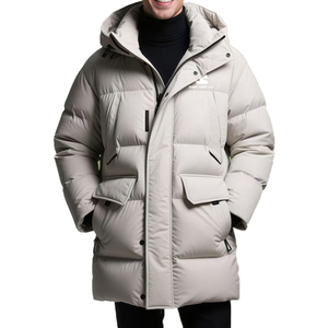 Chaqueta acolchada con capucha para hombre, ropa de calle de invierno, abrigo largo de burbujas, chaqueta acolchada con botones y cremallera para hombre - Product Image 1