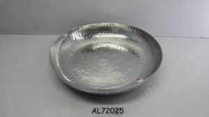Plateau rond décoratif en aluminium texturé, plateau rond martelé Thali pour servir les aliments, contact alimentaire sûr - Product Image 4