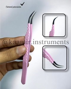 Pince à épiler professionnelle à volume incurvé rose pour extension de cils outils de beauté de précision matériau en acier inoxydable poignée serrée - Product Image 4