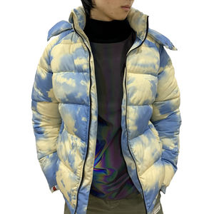 Chaqueta de Invierno para Hombre, Impermeable, de Cordura, con Diseño de Nubes, Acolchada, con Cierre de Cremallera, Diseño Artístico de Cielo - Product Image 3