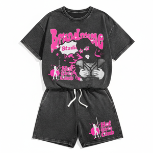 Conjunto Deportivo para Hombre, Camiseta y Pantalones Jogger, Algodón de Alta Calidad, Ecológico, Estampado Personalizado de Dibujos Animados, 220/240 GSM, Verano - Product Image 1