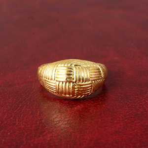 Bague en laiton tendance pour homme, plaquée or 18 carats, style signet géométrique, minimaliste, texture tressée épaisse, Vente en gros/OEM/ODM - Product Image 5