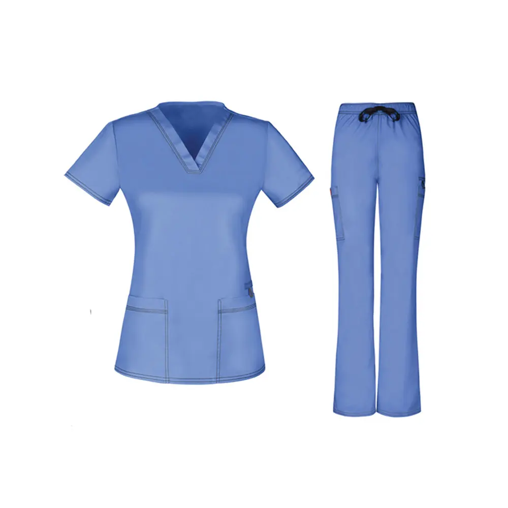 병원 의료 스크럽 간호 유니폼 인쇄 탑과 바지 유니섹스