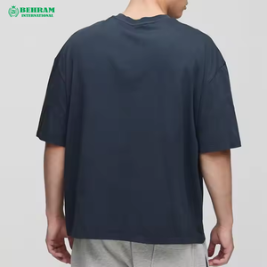 T-shirt décontracté surdimensionné pour homme Behram International 100 % coton, coupe ample à épaules tombantes, col montant étendu, haute qualité - Product Image 2