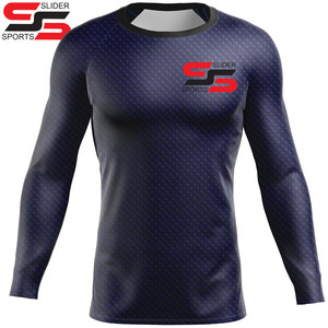 Usine en gros de haute qualité Jiu Jitus MMA Rash Guard à manches longues personnalisé Sublimation imprimé Compression Rash Guard pour hommes - Product Image 3