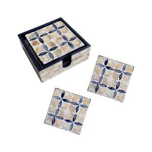 Superb Design Mother of Pearl Coasters With Mother of Pearl <b>Stand</b> Holder for <b>Drinks</b> for Dining Table Home Restaurant and Hotel - Product Image 5