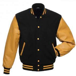 Chaquetas universitarias para hombre con etiqueta personalizada Chaqueta con letras informal con mangas de cuero de talla grande recién llegada - Product Image 5