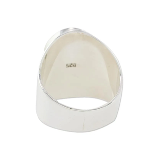 925 Sterling Silver Cocktail Ring with Modern Green <b>Jade</b> Cute Style Unisex Wedding Anniversary & Party Gift Handmade - Product Image 3