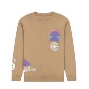 เสื้อสเวตเตอร์คอกลมพิมพ์ลายสีเบจสำหรับผู้ชายเสื้อมีฮู้ดผ้าคอตตอนผ้าฟลีซผสมโพลีเอสเตอร์ใส่สบายสำหรับฤดูหนาว - Product Image 1