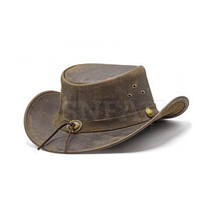 Chapeau en cuir de nom d'équipe personnalisé Design OEM professionnel Matériau en cuir véritable pour une utilisation en extérieur Fabriqué au Pakistan - Product Image 5