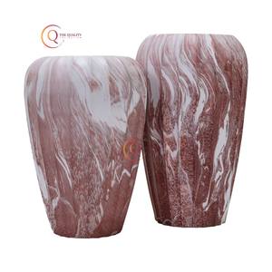 แจกันดอกไม้หินอ่อนทำด้วยมือสำหรับตกแต่งบ้านแจกันด้วยเฉดสีแดงและสีขาวอุปกรณ์ตกแต่งบ้านกระถางดอกไม้ - Product Image 5