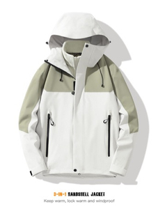 Veste de randonnée extérieure imperméable à l'eau avec capuche coupe-vent et décoration de broderie à fermeture éclair - Product Image 2
