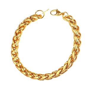 Pulsera de cadena de latón Pulsera de cadena de eslabones cubanos Cadena chapada en oro de moda Artesanía de excelente calidad - Product Image 1