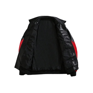 Nouvelle arrivée, veste bomber en cuir rouge et noir pour homme, style vintage, col rabattu, fermeture éclair, couleur personnalisée, respectueuse de l'environnement - Product Image 2