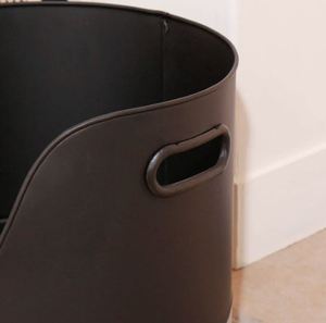 Round <b>Coal</b> Storage Bucket in Black Powder-Coated Metal with Simple Design Perfect for Medium Size <b>Coal</b> Storage - Product Image 4