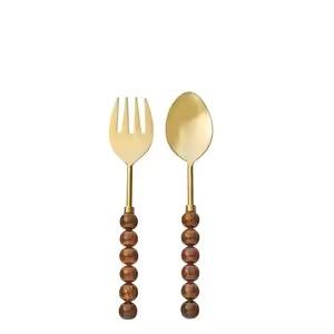 Ensemble de serveurs à salade modernes et élégants en acier inoxydable avec poignée design - Product Image 6