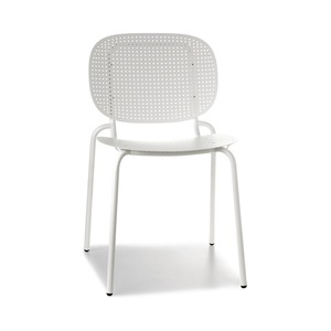 Stackable Outdoor Metal <b>Chair</b> with Perforated Steel Seat and Back, Galvanized Powder Coated Frame for Restaurant Cafe Terrace - Product Image 1