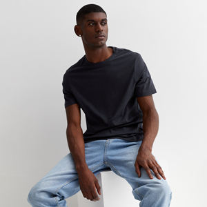 T-shirt élégant pour homme à col rond, de haute qualité, 100% coton, été, cool, épaules tombantes, vente en gros, OEM - Product Image 1