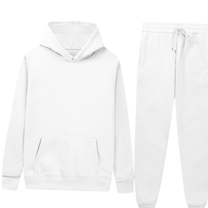 Conjunto Deportivo Informal de Invierno para Hombre y Mujer, Sudadera con Capucha Blanca y Pantalones Deportivos, Venta al Por Mayor de Fábrica, Logotipo Personalizado OEM - Product Image 2